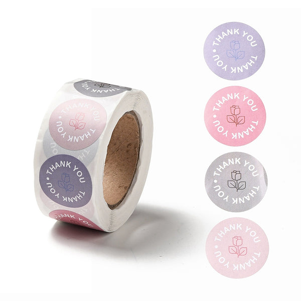 Sticker Rol Thank You Roos Mix - 500 stuks