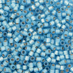 Miyuki Delica 11/0 Duracoat Semi Frosted Silverlined Dyed Light Bayberry Blue
