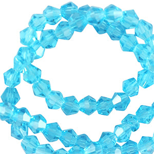 Top Facet Kralen Bicone 4mm Azure turquoise blue - 90 stuks