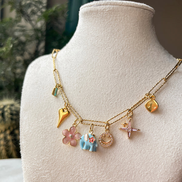 DQ Bedel Olifant Met Bloem 15mm Goud - 1 stuk