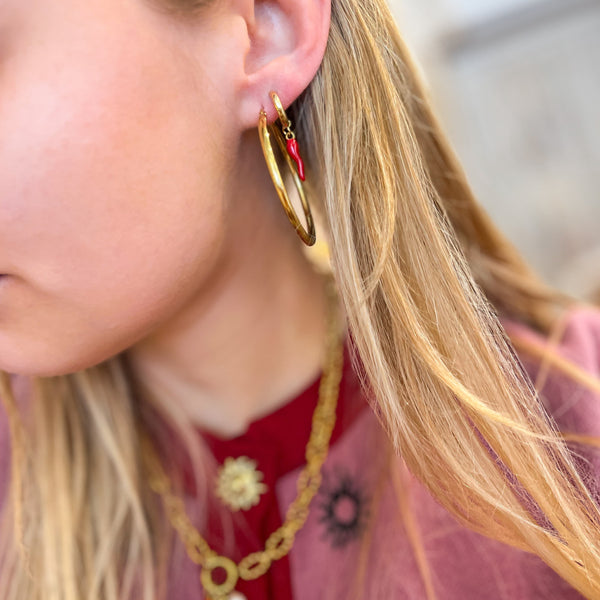 Oorbellen Hoop Spicy Red