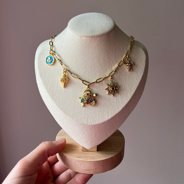 DQ Bedel Anker 15mm Turquoise Goud - 1 stuk