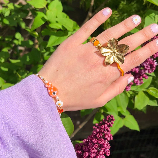 Keramiek Kraal Vis Met Stippen Multi 19x11mm - 1 stuk