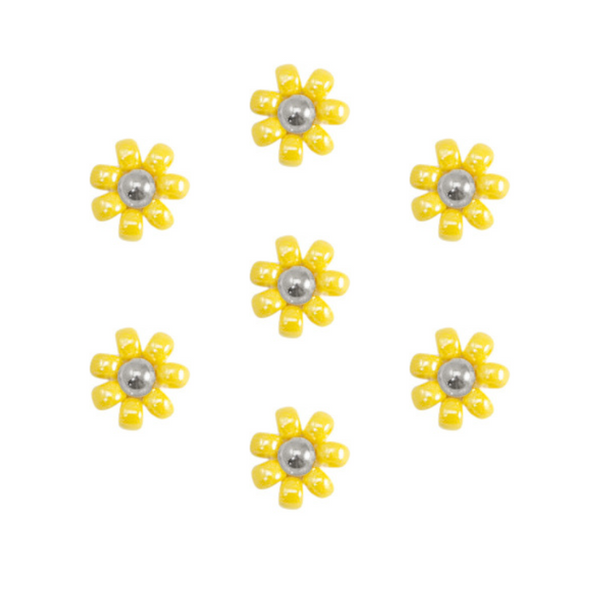 Miyuki Flower Bead 8mm Yellow Silver