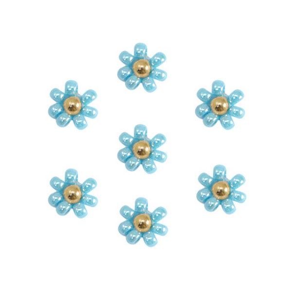 Miyuki Bloemen Kraal 8mm Light Blue Goud - 1 stuk