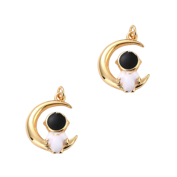 DQ Bedel Astronaut Op Maan 20mm Zwart Goud - 1 stuk