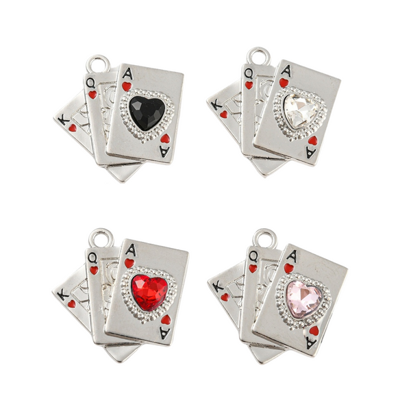 BQ Bedel Kaartspel Met Steentje 25mm Multi Zilver - 1 stuk