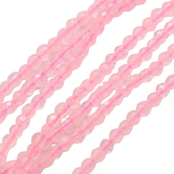 Natuursteen Kralen Facet Rond Rozen Kwarts 3mm - 120 stuks
