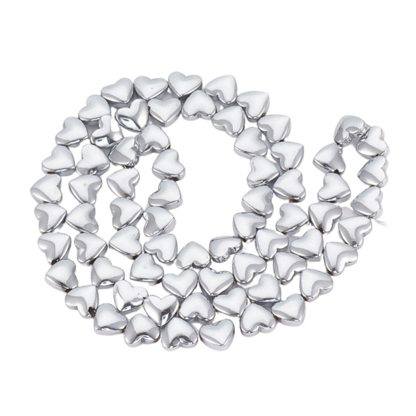 6mm Natuursteen Kralen Hartje Hematite Zilver - 20 stuks