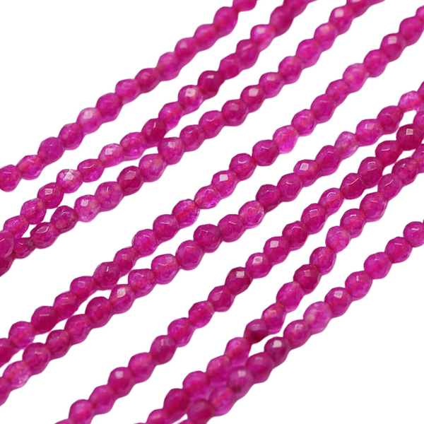 Natuursteen Kralen Facet Rond Fuchsia Jade 3mm - 120 stuks