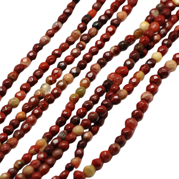 Natuursteen Kralen Facet Rond Rode Regenboog Jasper 3mm - 120 stuks