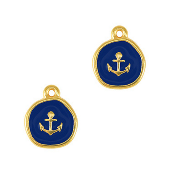 DQ Bedel Anker 15mm Donkerblauw Goud - 1 stuk