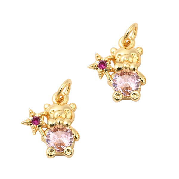 DQ Bedel Beertje Met Toverstaf 14.5mm Roze Goud - 1 stuk