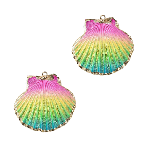 Bedel Schelp Regenboog En Gouden Rand - 1 stuk