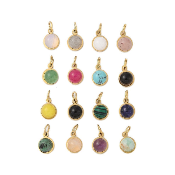 Bedel Natuursteen Munt 7.5mm Mix Goud - 1 stuk