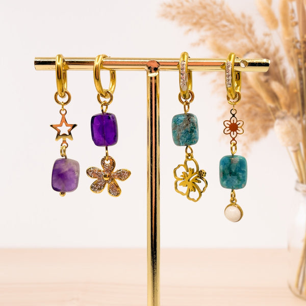 Bedel Natuursteen Munt 7.5mm Mix Goud - 1 stuk