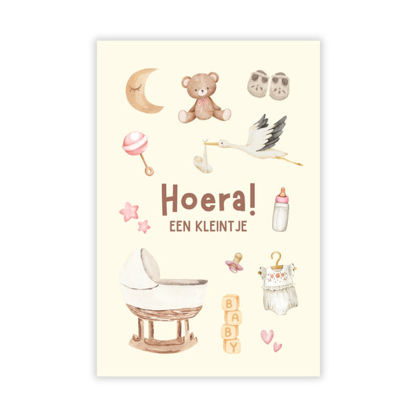 Kaartje Hoera Een Kleintje Roze