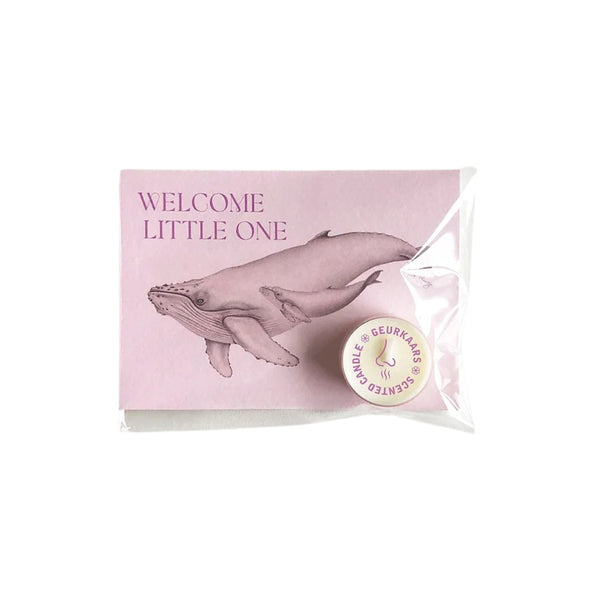 Feu de Mer Kaart Met Geurkaars - Welcome Little One Roze