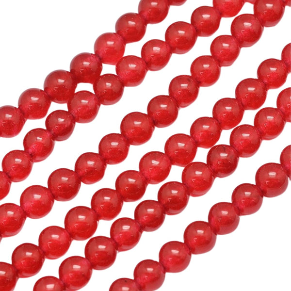 6mm Natuursteen Kralen Rond Malaysia Jade Rood - 20 Stuks