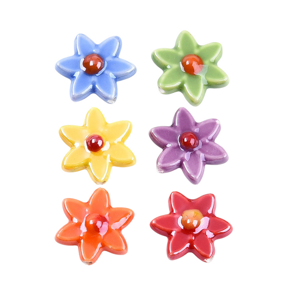 Keramiek Kraal Bloem Multi 17mm - 1 stuk