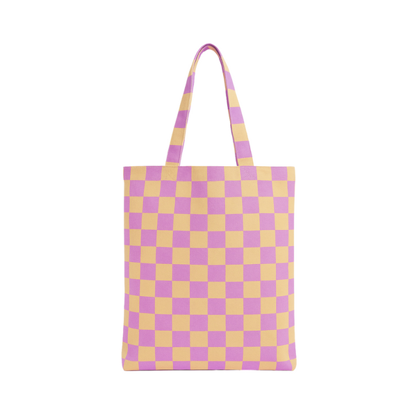 Canvas Tas Checkerboard Yellow Lilac