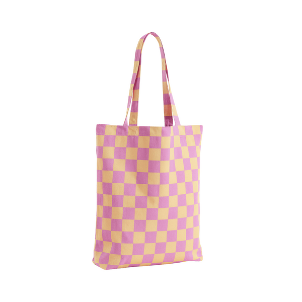 Canvas Tas Checkerboard Yellow Lilac