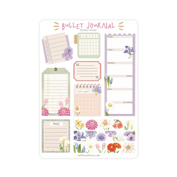 Stickervel Lettoon A6 - Bullet Journal Flower Desire