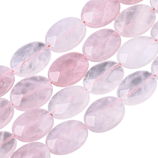 Natural Stone Bead Faceted Oval Rose Quartz 17mm