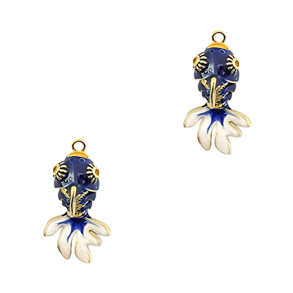 BQ Bedel Vintage Vis 28mm Donker Blauw Goud - 1 stuk