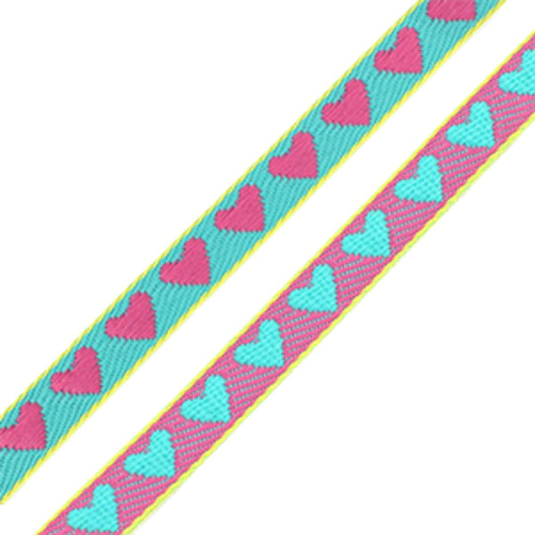 Lint Hartjes Blauw Roze - 1 meter