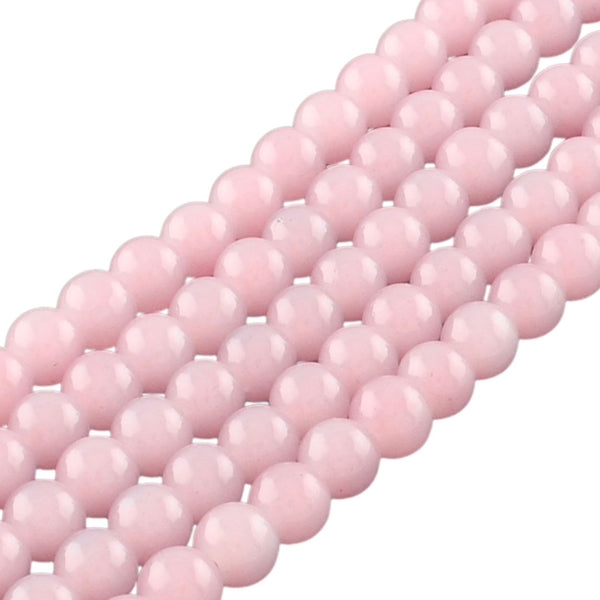 6mm Glaskralen Imitatie Jade Licht Roze - 20 stuks