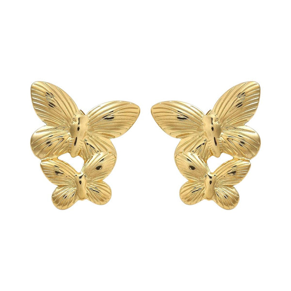 Oorbellen Stud Double Butterfly