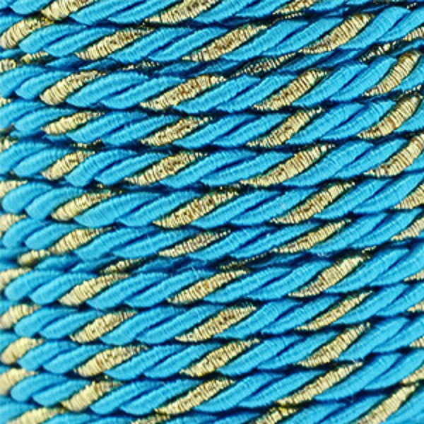 Trendy Koord Gedraaid 3mm Licht Blauw Goud - per meter
