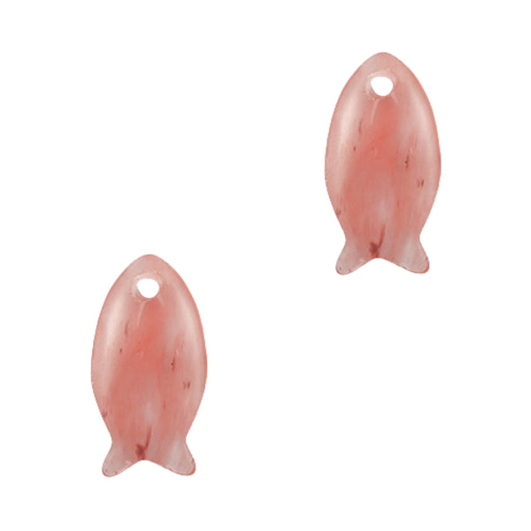 Bedel Natuursteen 24mm Vis Coral Red - 1 stuk