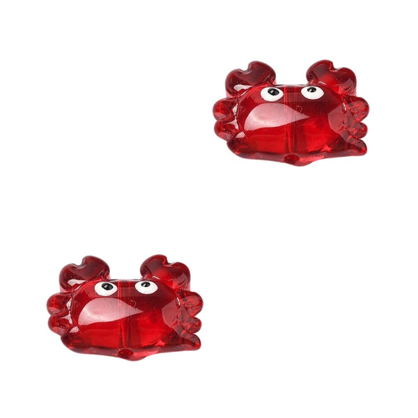 Glaskraal 21mm Krab Transparant Rood  - 1 stuk