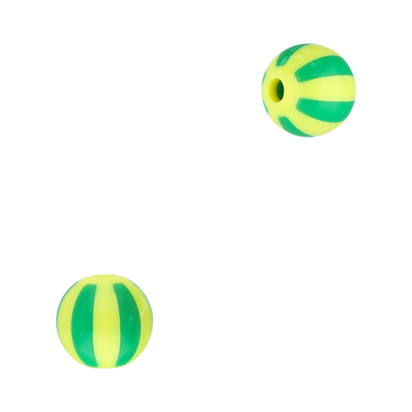 12mm Acryl Kralen Strepen Geel Groen - 1 stuk