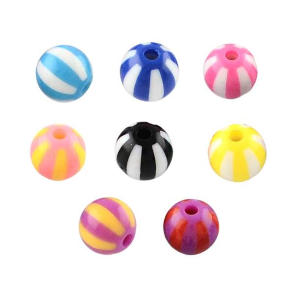 12mm Acryl Kralen Strepen Multi Mix - 1 stuk