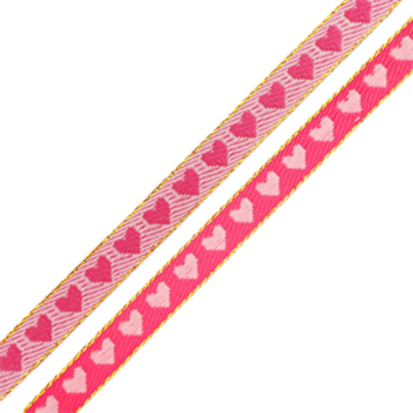 Lint Hartjes Roze Goud - 1 meter