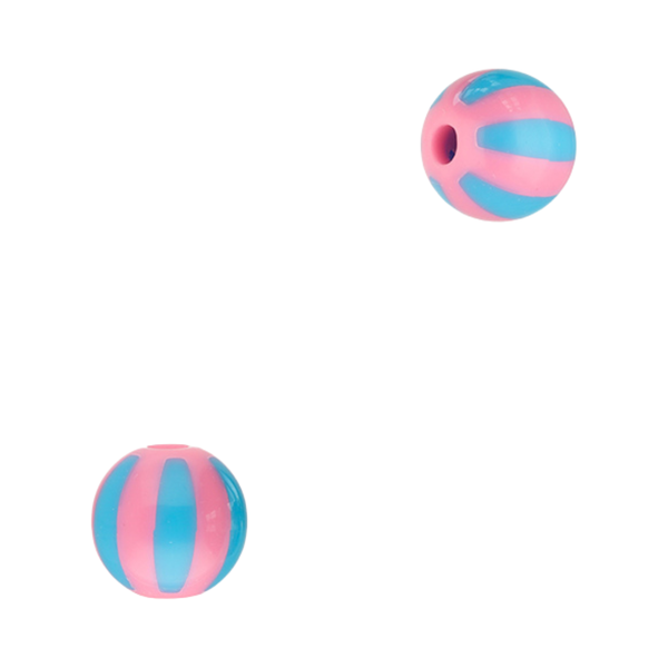 12mm Acryl Kralen Strepen Blauw Roze - 1 stuk
