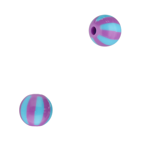 12mm Acryl Kralen Strepen Blauw Paars - 1 stuk