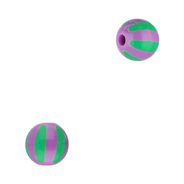 12mm Acryl Kralen Strepen Groen Paars - 1 stuk