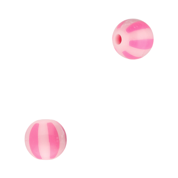 12mm Acryl Kralen Strepen Roze - 1 stuk