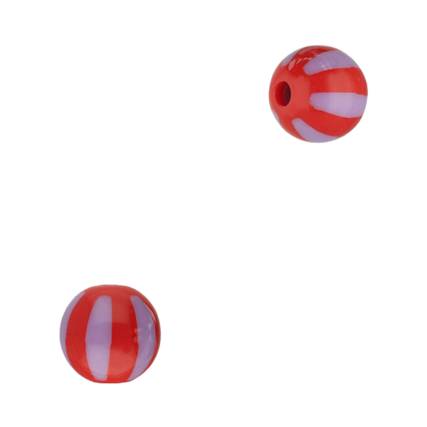 12mm Acryl Kralen Strepen Rood Paars - 1 stuk