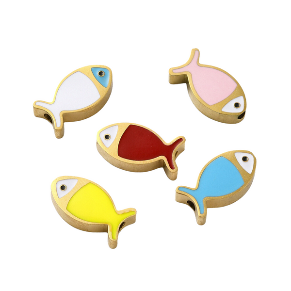 Metal Bead (stainless steel) Fish Multi Gold