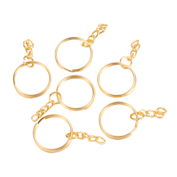 Sleutelhanger Rond Met Ketting 25mm Goud - 1 stuk