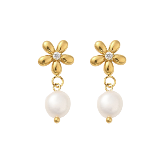 Oorbellen Stud Pearly Flower
