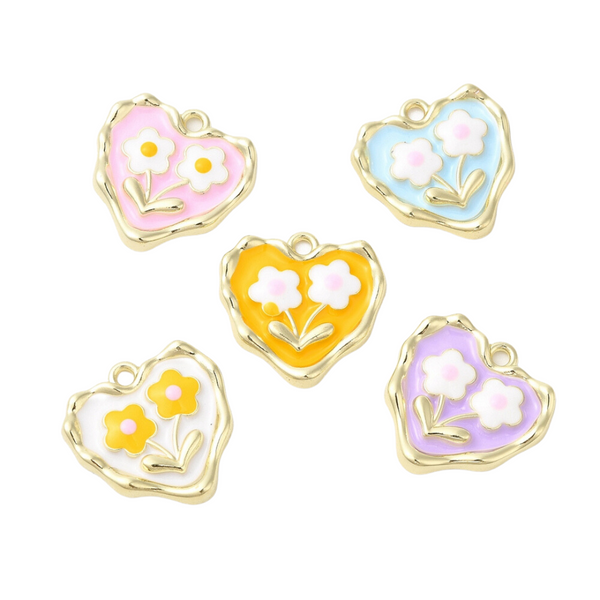 BQ Bedel Hart Met Bloemen 18mm Multi Goud - 1 stuk