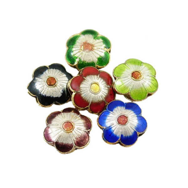 Metalen Kraal Cloisonne Bloem 13mm Multi - 1 stuk