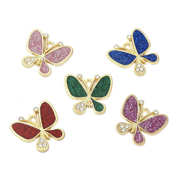 BQ Bedel Vlinder Glitter 21.5mm Multi Goud - 1 stuk