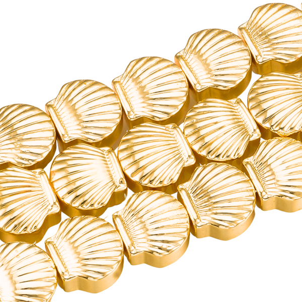8x9mm Natural Stone Bead Hematite Shell Gold